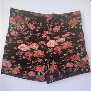 Floral Black and Red Shorts